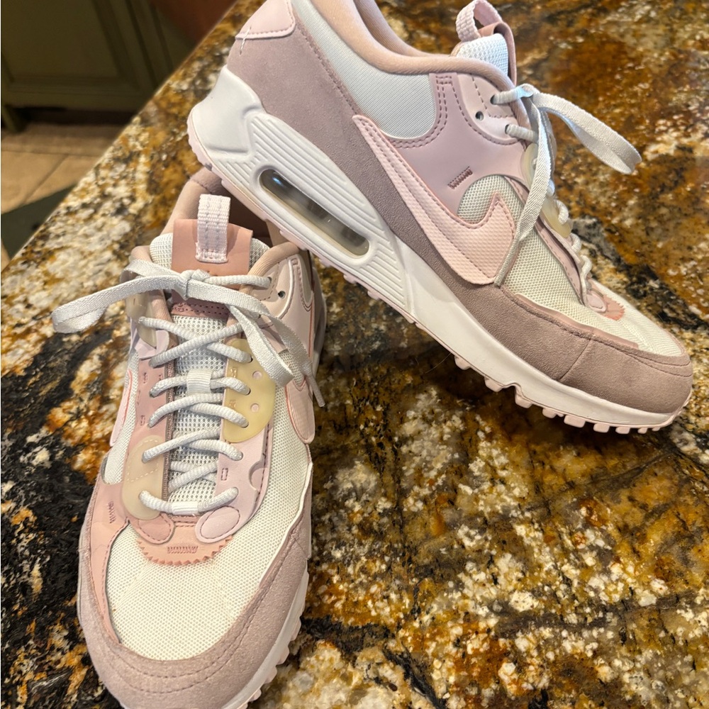 Nike Women's Pink/White Air Max Sneakers. Good condition, size 8.5